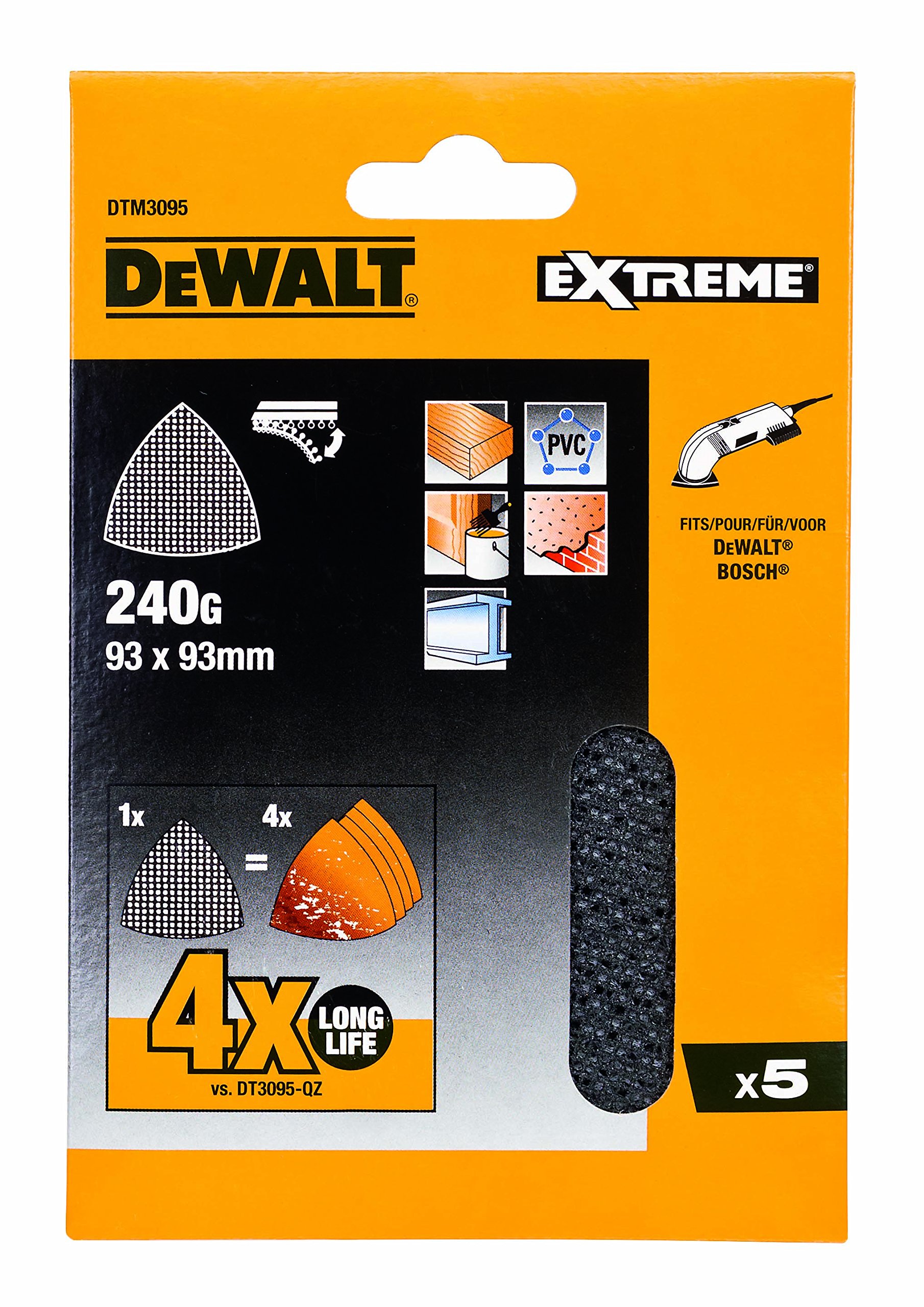DeWalt DEWALT Schleifgitter 93x93mm K240 5Stk
