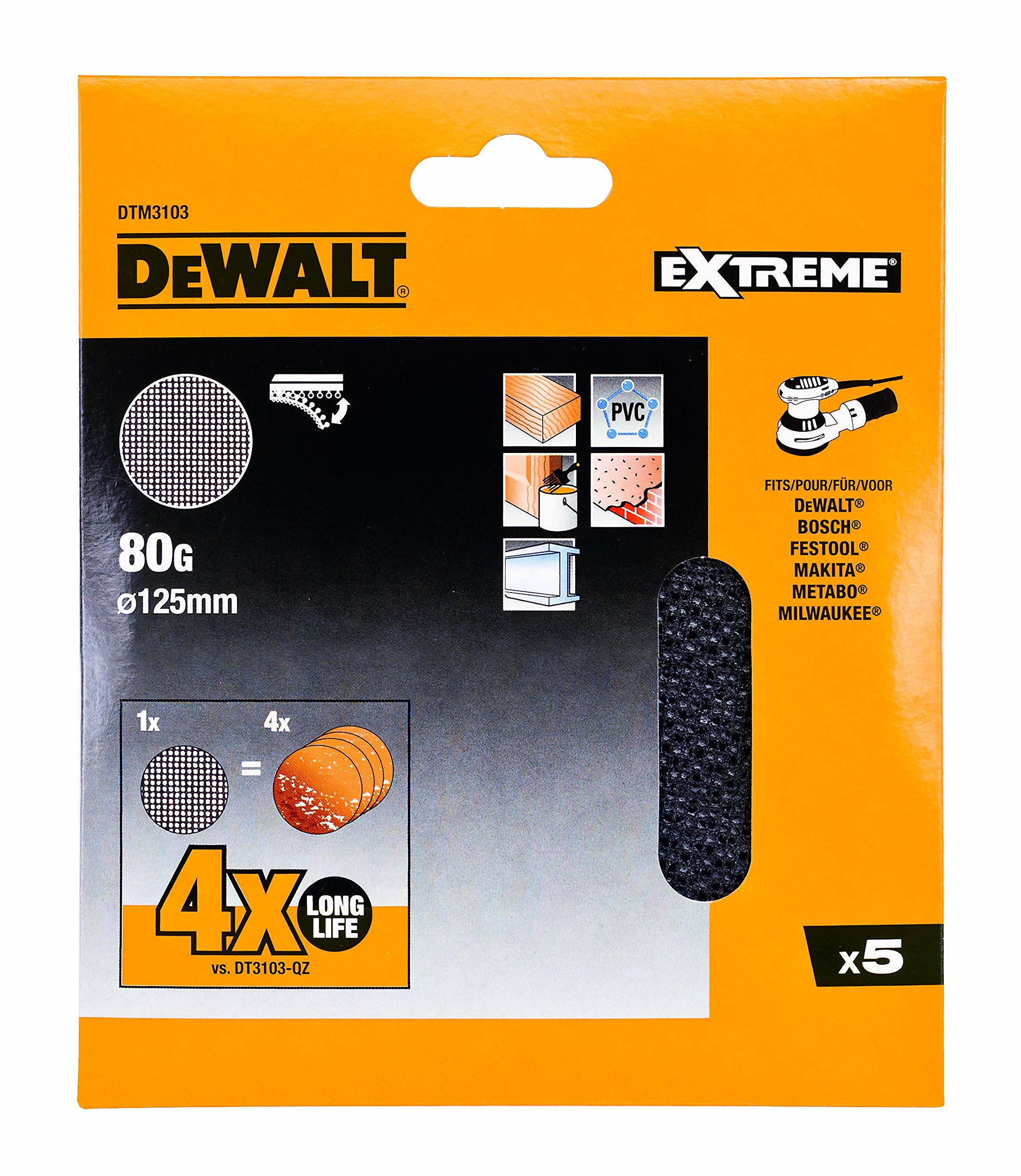 DeWalt DEWALT Schleifgitter 125mm K80 5Stk