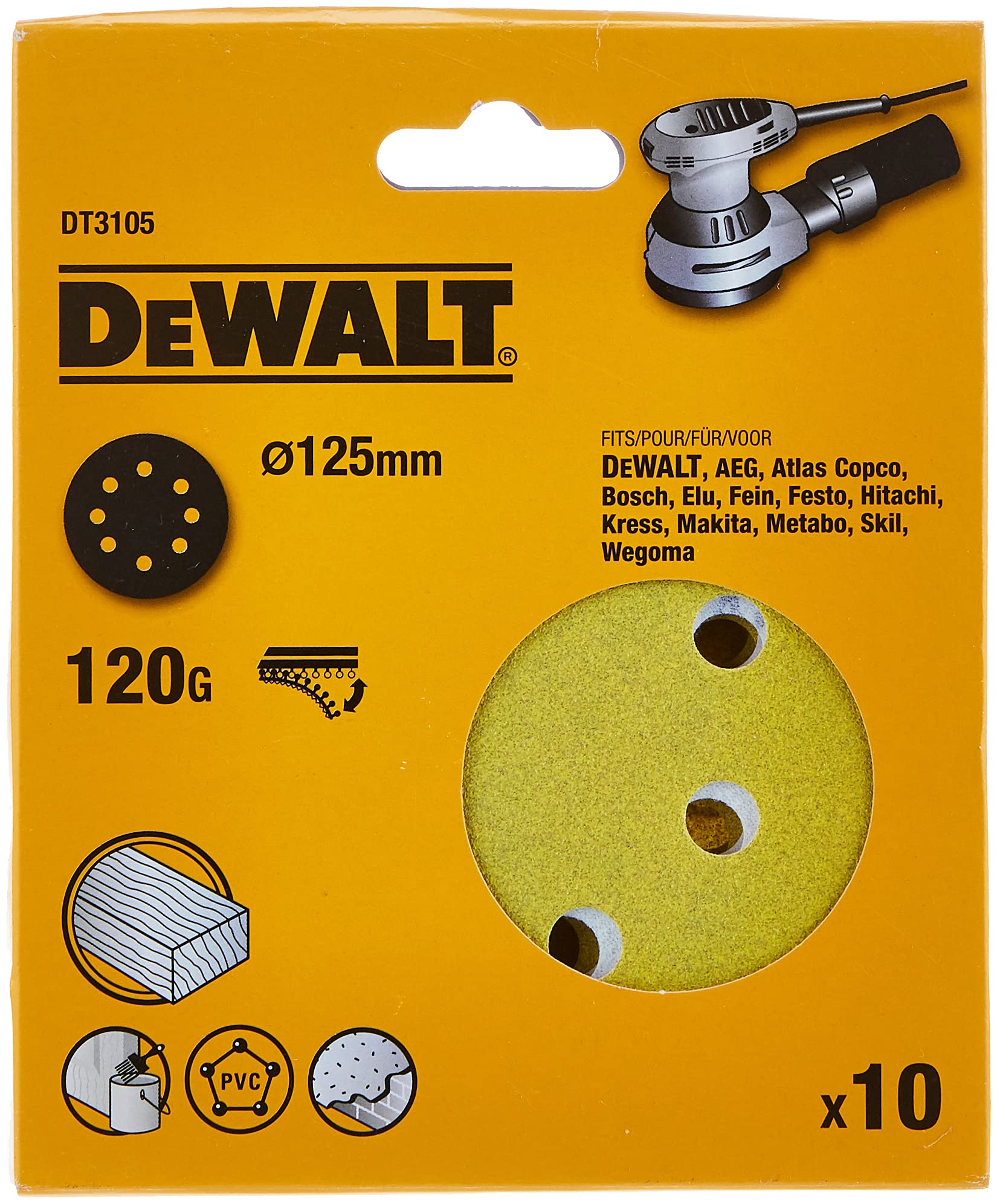 DeWalt DEWALT Schleifscheibe 125mm K120 10Stk