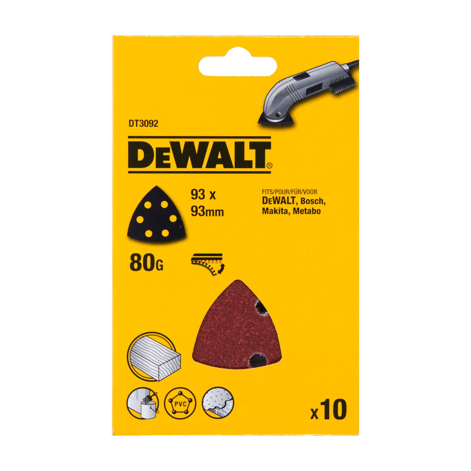 DeWalt DEWALT Schleifbogen 93x93mm K80 10Stk