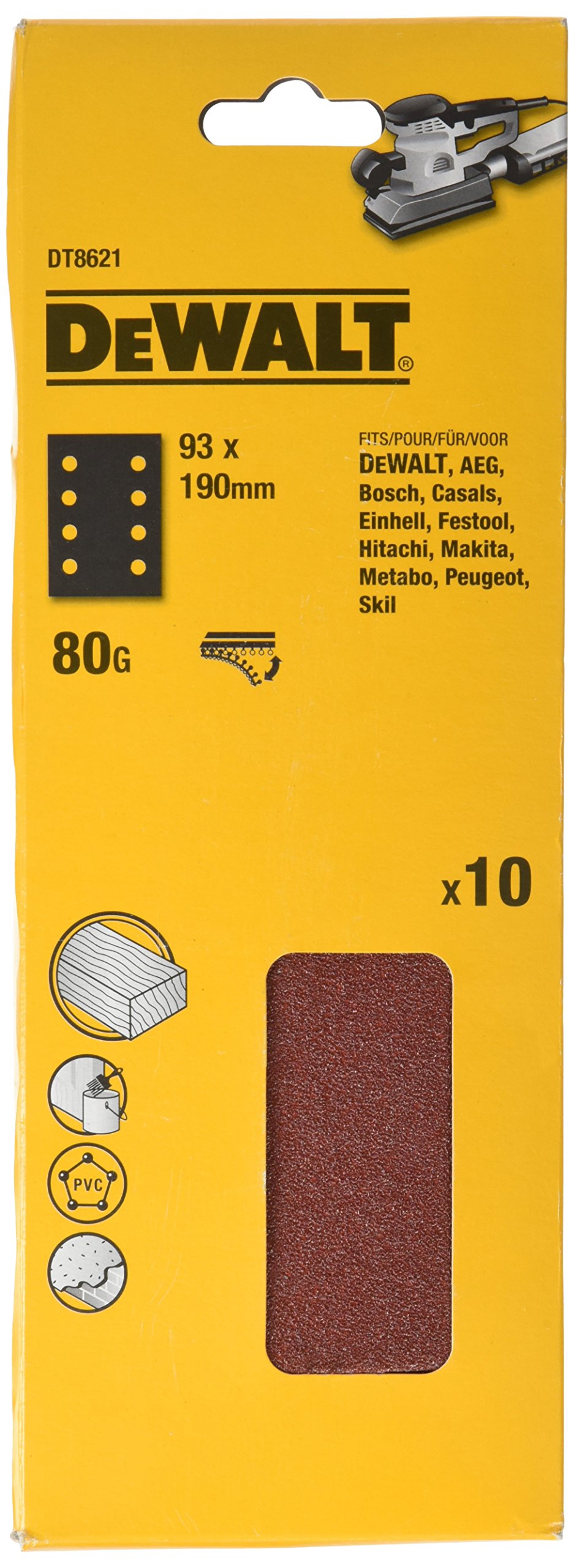 DeWalt DEWALT Schleifbogen 93x190mm K80 10Stk
