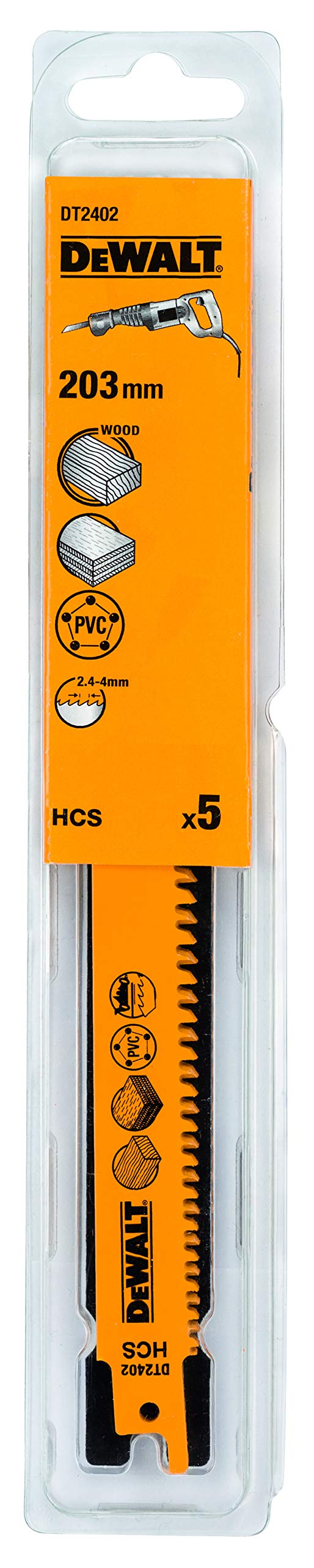 DeWalt DEWALT Saebelsaegeblatt HCS Holz 203mm 5Stk