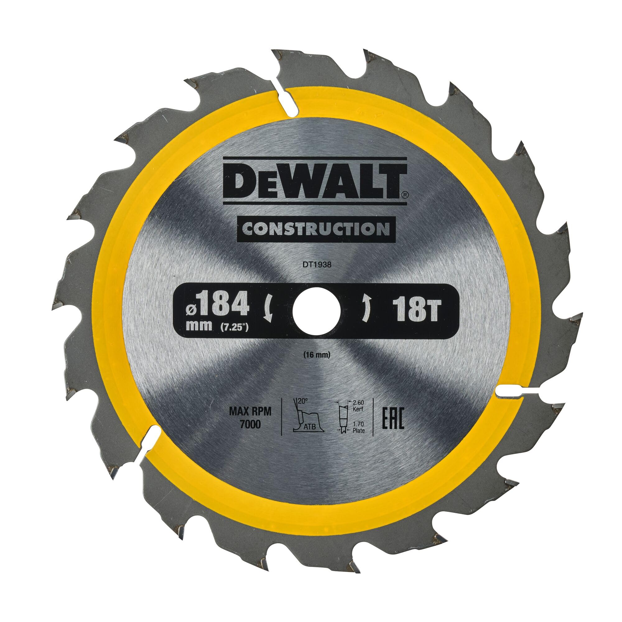 DeWalt DEWALT Kreissaegeblatt Handkr. 184/16mm 18WZ