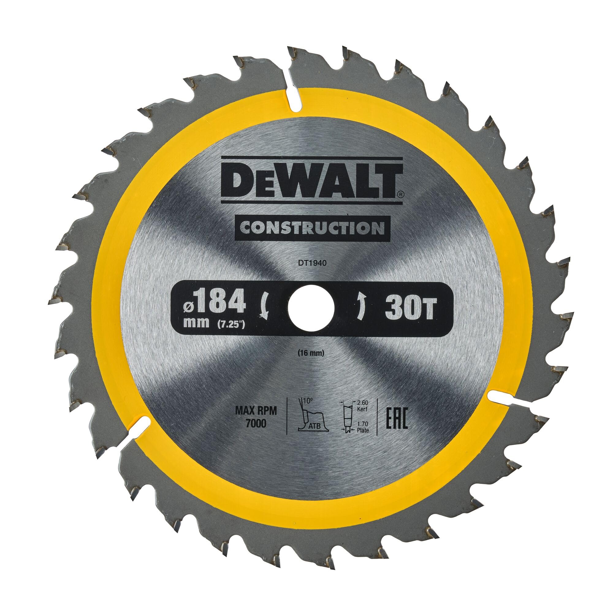DeWalt DEWALT Kreissaegeblatt Handkr. 184/16mm 30WZ