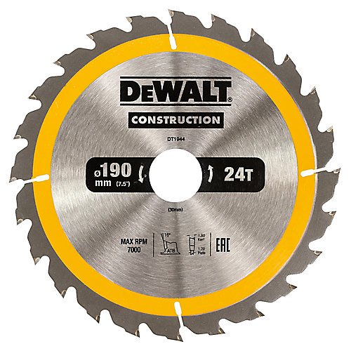 DeWalt Lame scie circulaire construction TCT 190 x30 24T DEWALT