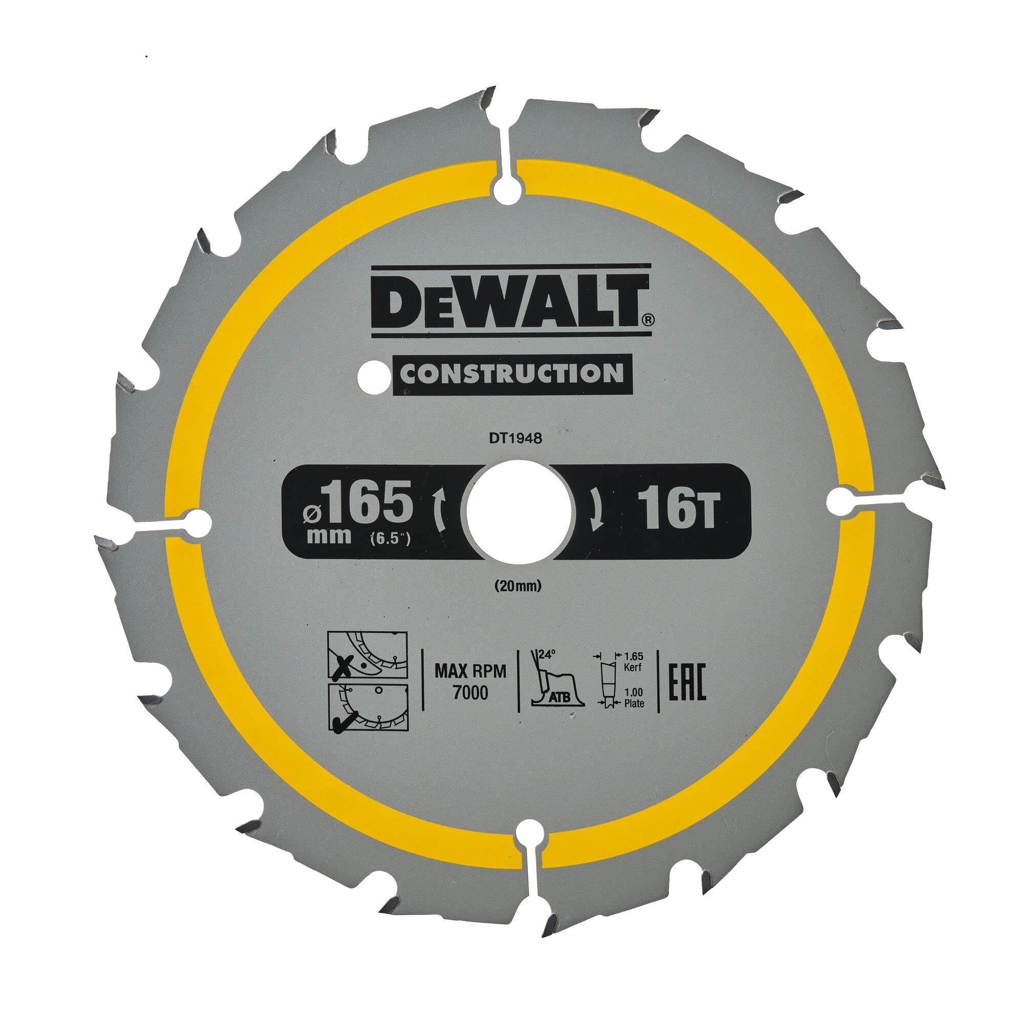 DeWalt DEWALT Kreissaegeblatt Akku 165/20mm 16WZ