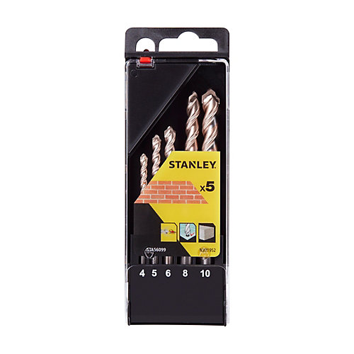 Stanley Cassette de 5 forets béton précision 4, 5, 6, 8, 10mm STA56099-QZ