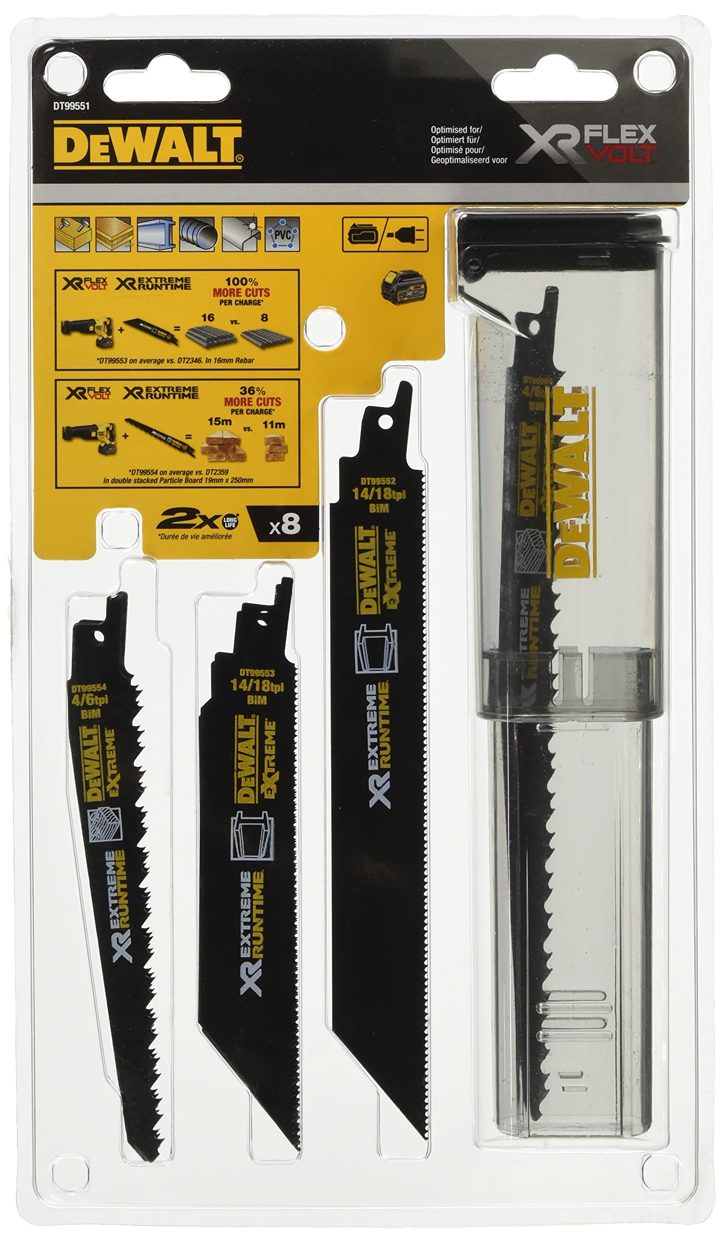 DeWalt DEWALT Flexvolt Saebelsaegeblatt-Set 8-tlg