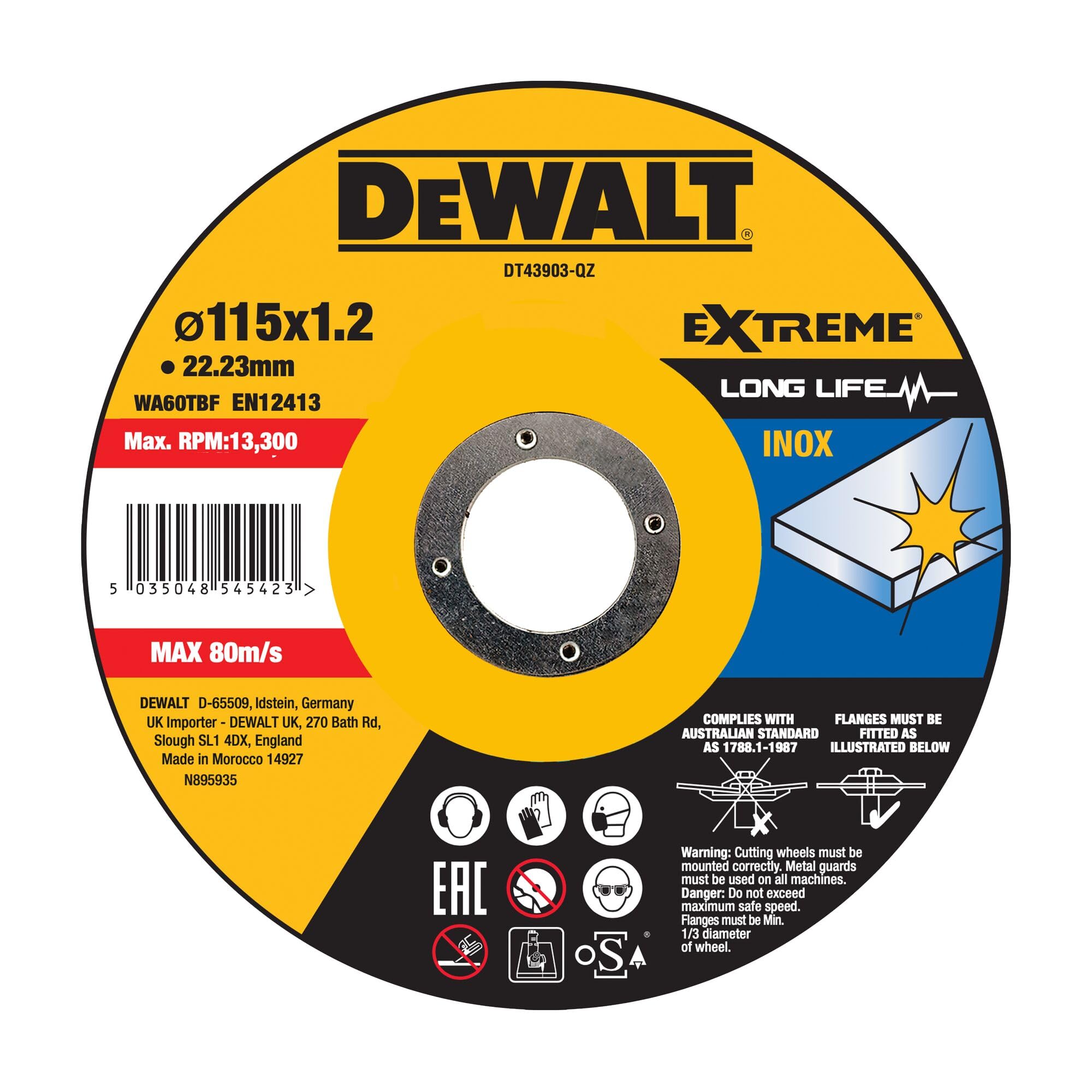 DeWalt DEWALT Trennscheibe 115x1,2x22,23 mm Inox