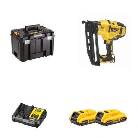 DeWalt Cloueur de finition 18 Ga 18V DCN680NT-XJ + 2 batteries 18V 2 Ah + 1 chargeur DCB1104-QW