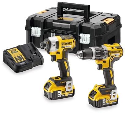DeWalt Pack 18V perceuse visseuse à percussion DCD796 + visseuse à chocs DCF887 + 2 batteries 5Ah + chargeur + coffret T-STAK