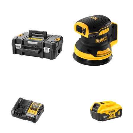 DeWalt Ponceuse Ø125 mm 18V DCW210NT-XJ + 1 batterie 18V 5 Ah + chargeur DCB1104-QW