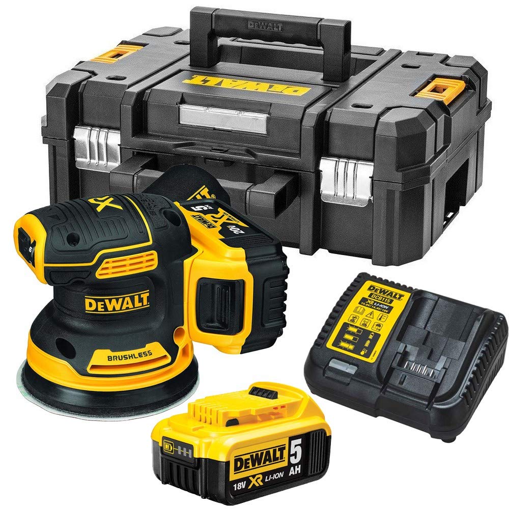 DeWalt Ponceuse excentrique 18V XR Brushless + 2 batteries 5Ah + chargeur + TSTAK