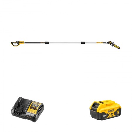 DeWalt Elagueuse sur perche 18V DCMPS567N-XJ + 1 batterie 18V 5 Ah + 1 chargeur DCB1104-QW