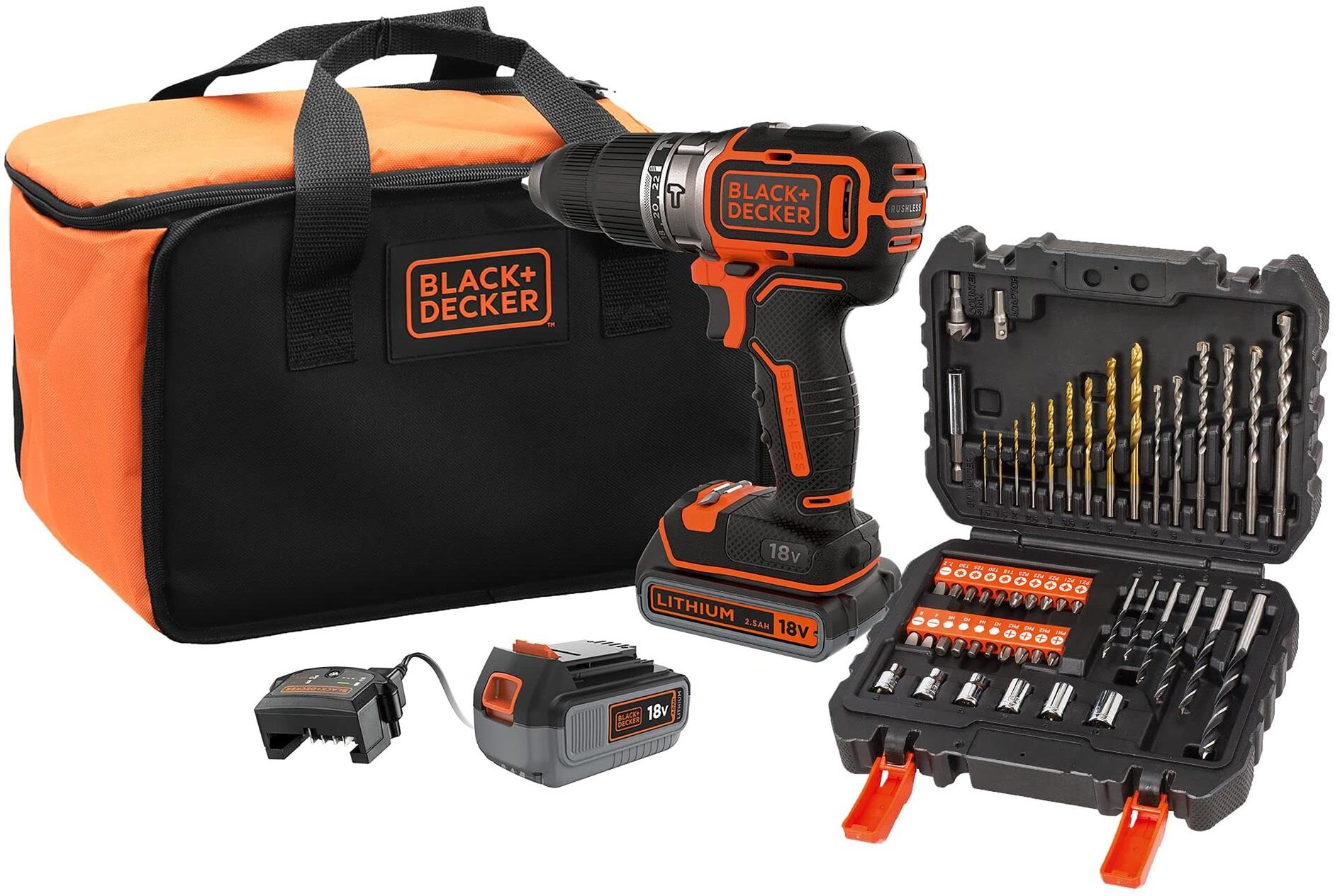 BLACK & DECKER perceuse black + decker à percussion BL188ME2SA-QW 18.0 V avec batterie sans fil 2.5 Ah