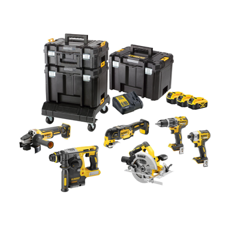DeWalt Pack 6 outils 18V (DCD796 + DCF887 + DCH273 + DCG405 + DCS570 + DCS355) + 3 batteries 18V 5Ah + 1 chargeur