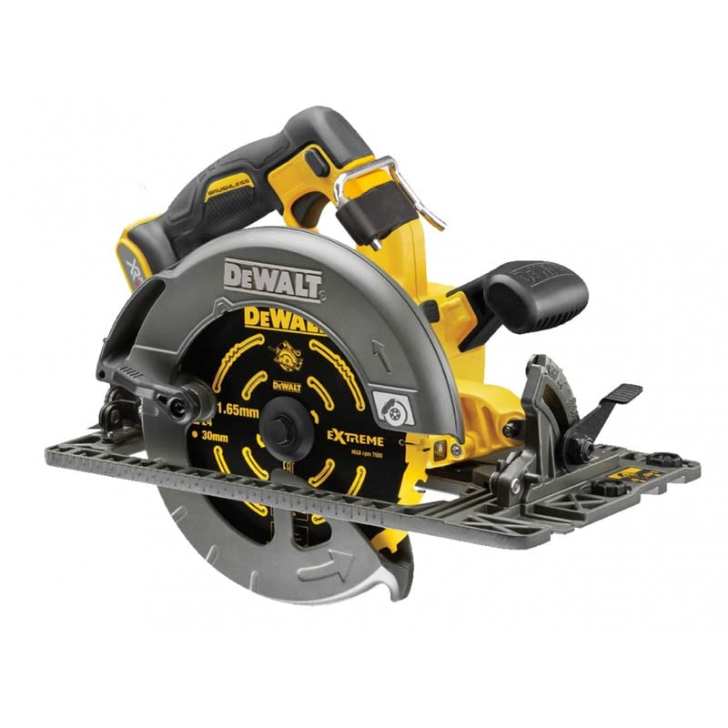 DeWalt Scie circulaire 2.0 XR FLEXVOLT 54V 2Ah Li-Ion Brushless compatible rail de guidage