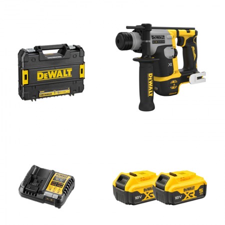 DeWalt Perforateur SDS Plus 18V DCH172NT-XJ + 2 batteries 18V 5 Ah + 1 chargeur DCB1104-QW