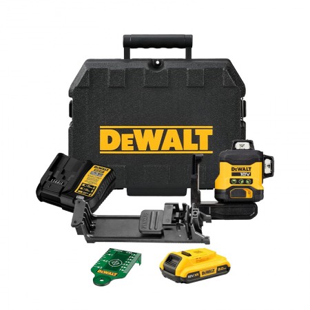 DeWalt Laser 3 lignes vert 18V DCLE34031D1-QW + 1 batterie 18V 2 Ah + chargeur