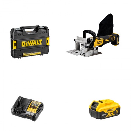 DeWalt Fraiseuse à lamelles 18V DCW682NT-XJ + 1 batterie 18V 5 Ah + 1 chargeur DCB1104-QW