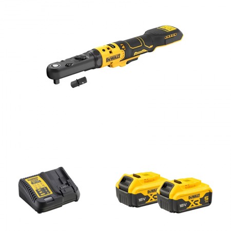 DeWalt Clé à cliquet XR 18V DCF510N-XJ + 2 batteries 18V 5 Ah + 1 chargeur DCB1104-QW
