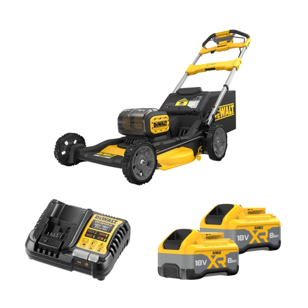 DeWalt Tondeuse 2 x 18V DCMWSP156N-XJ + 2 batteries 18V 8 Ah + 1 chargeur DCB1104-QW