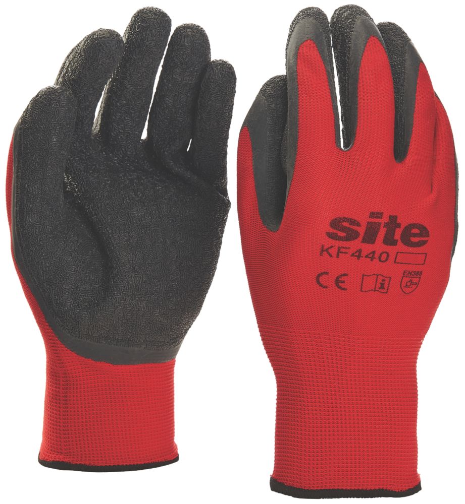 Site Gants de manutention en latex ultralégers KF440 rouge / noir taille M