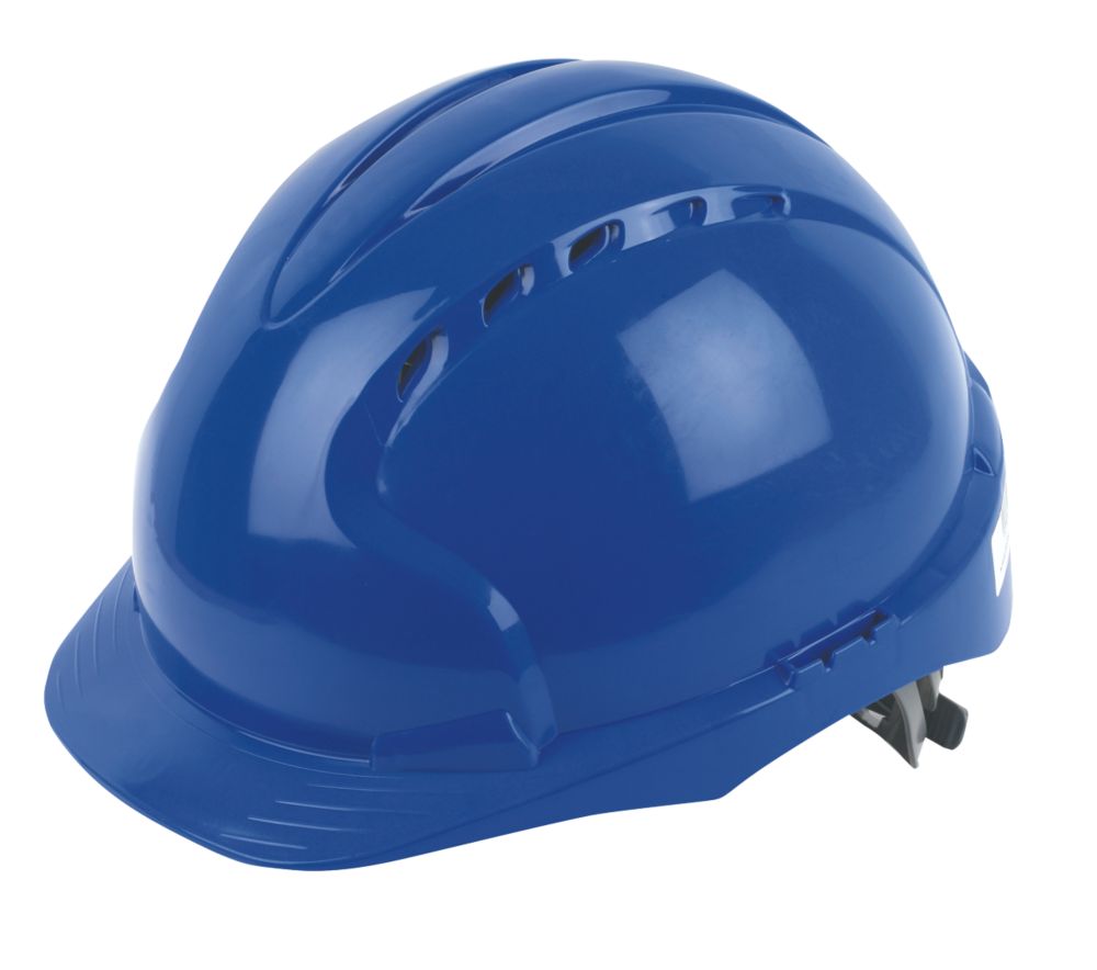 JSP Casque de sécurité ventilé à cliquet coulissant et visière moyenne  EVO2 bleu