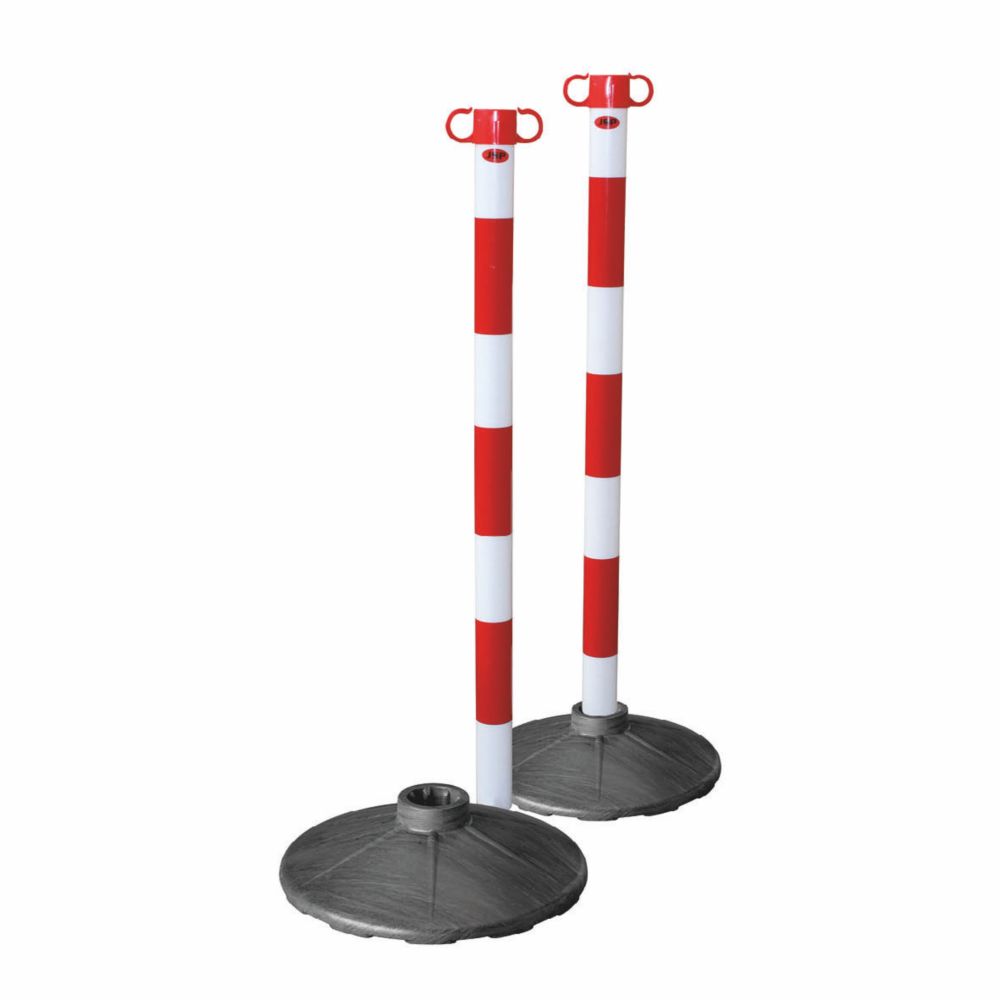 JSP Poteaux de balisage et bases pour barrière à chaîne blanc et rouge, lot de 2