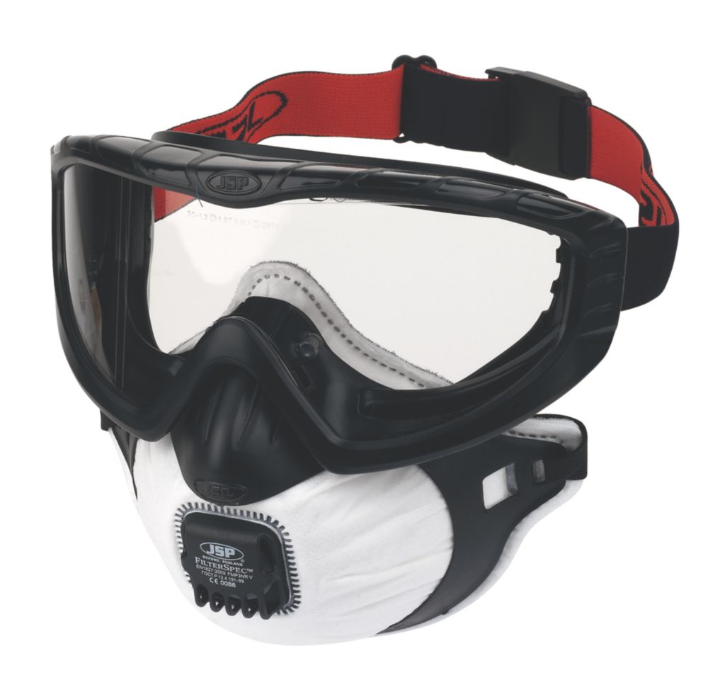 JSP Masque respiratoire et porte-filtre avec valve Filterspec Pro noir P3