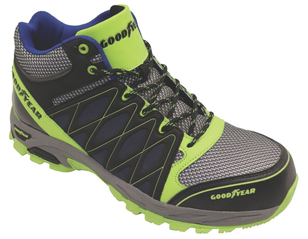 Goodyear Baskets de sécurité montantes sans métal S1 P GYBT1533 noir/bleu/jaune pointure 44