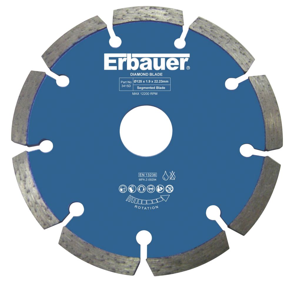 Erbauer Lot de 2 disques diamants de rainurage béton/pierre 125 x 22,23mm