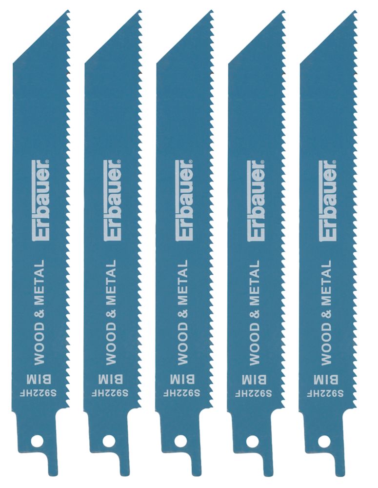Erbauer Lot de 5 lames pour scie sabre pour démolition 130mm S922HF