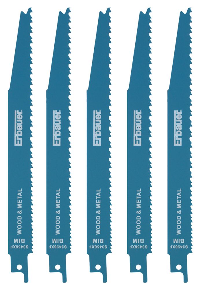 Erbauer Lot de 5 lames pour scie sabre pour démolition 200mm S3456XF
