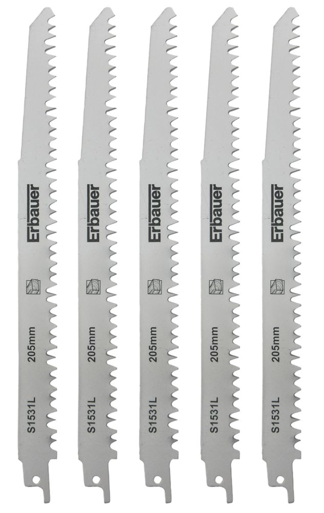 Erbauer Lot de 5 lames pour scie sabre bois 205mm S1531L