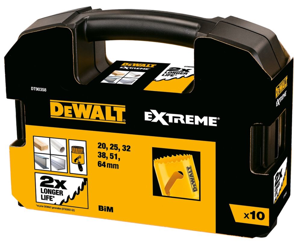 DeWalt Coffret de 10 scies cloches Extreme BIM bois/métal/plastique