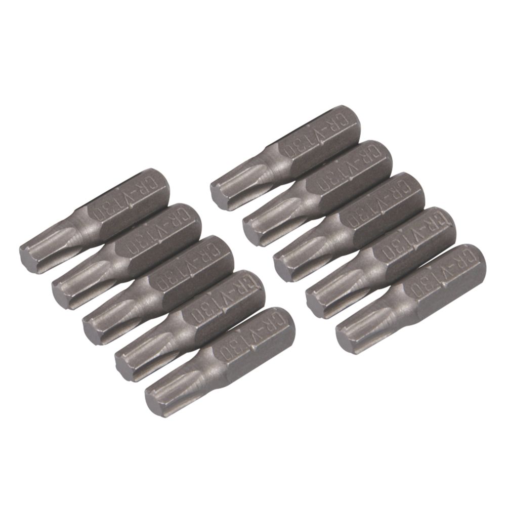 Silverline Jeu de 10 embouts TX30 hex L. 25 mm