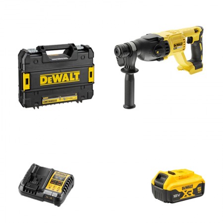 DeWalt Perforateur SDS-Plus DCH133NT-XJ + 1 batterie 18V 5 Ah + chargeur DCB1104-QW