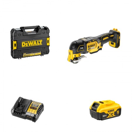 DeWalt Outil multifonction 18V DCS356NT-XJ + 1 batterie 18V 5 Ah + chargeur DCB1104-QW
