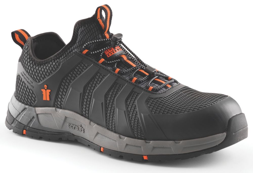 Scruffs Baskets de sécurité sans lacets sans métal S1 P Argon noir/gris pointure 44