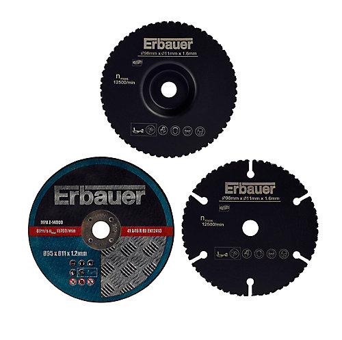 Erbauer Lame de mini scie circulaire bois, métal et plastique, lot de 3