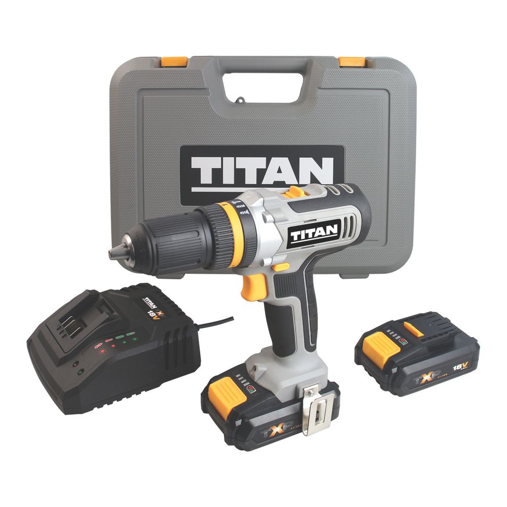 Titan Perceuse visseuse à percussion sans fil TTI884COM 18V Li-Ion TXP 2 x 2Ah