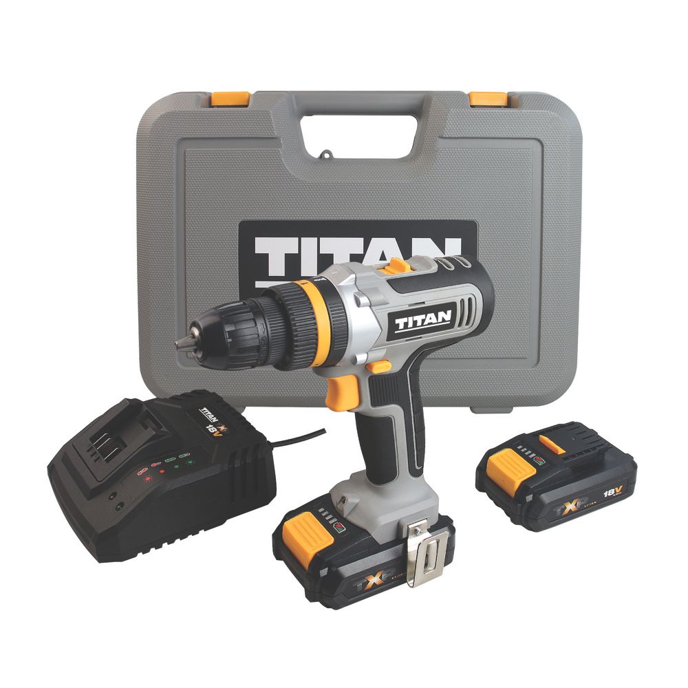 Titan Perceuse visseuse sans fil TTI886DRS 18V Li-ion TXP 2 x 2Ah