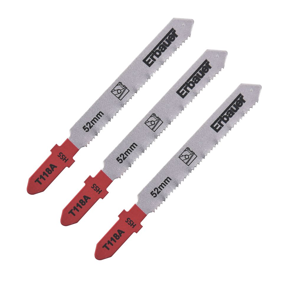 Erbauer Lot de 3 lames pour scie sauteuse métal 52mm