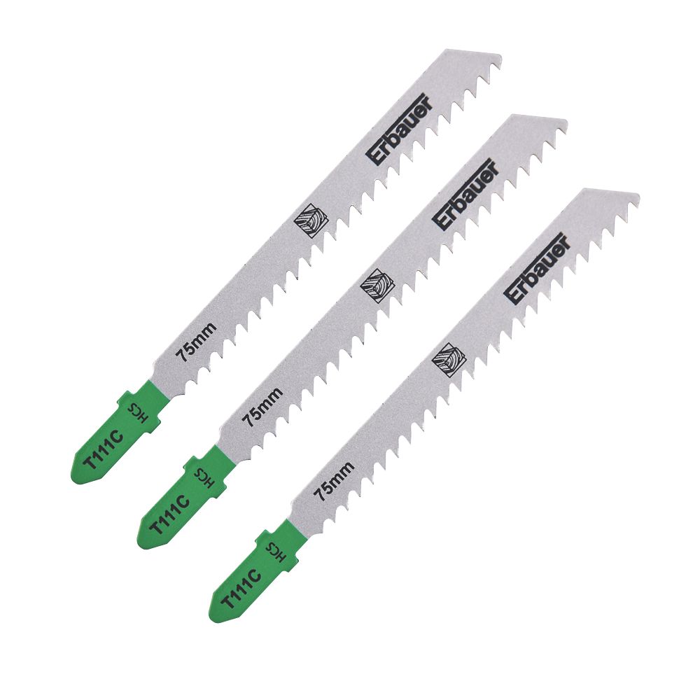 Erbauer Lot de 3 lames pour scie sauteuse bois 100mm T111C