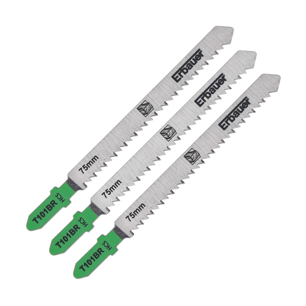 Erbauer Lot de 3 lames pour scie sauteuse bois 100mm T101BR