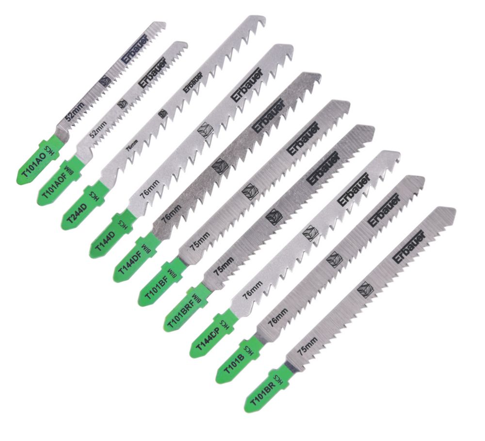 Erbauer Lot de 10 lames pour scie sauteuse assorties bois