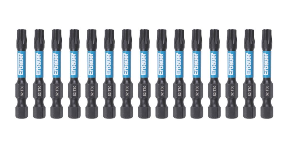 Erbauer Jeu de 15 embouts TX30 à tige hexagonale 50 mm