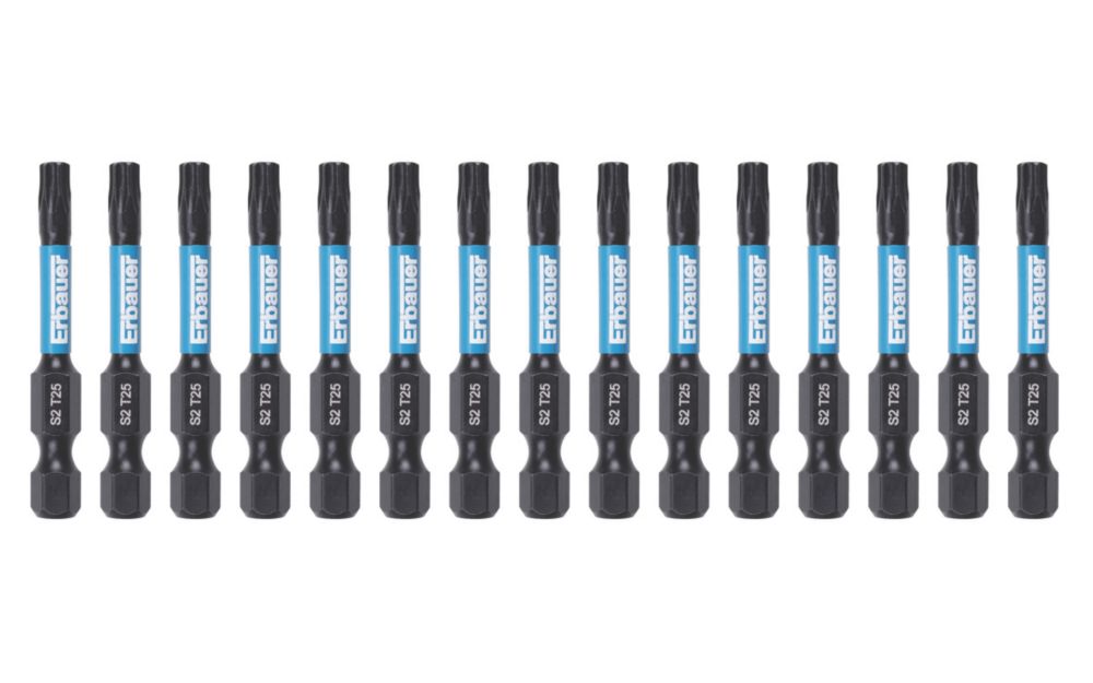 Erbauer Jeu de 15 embouts TX25 à tige hexagonale 50 mm