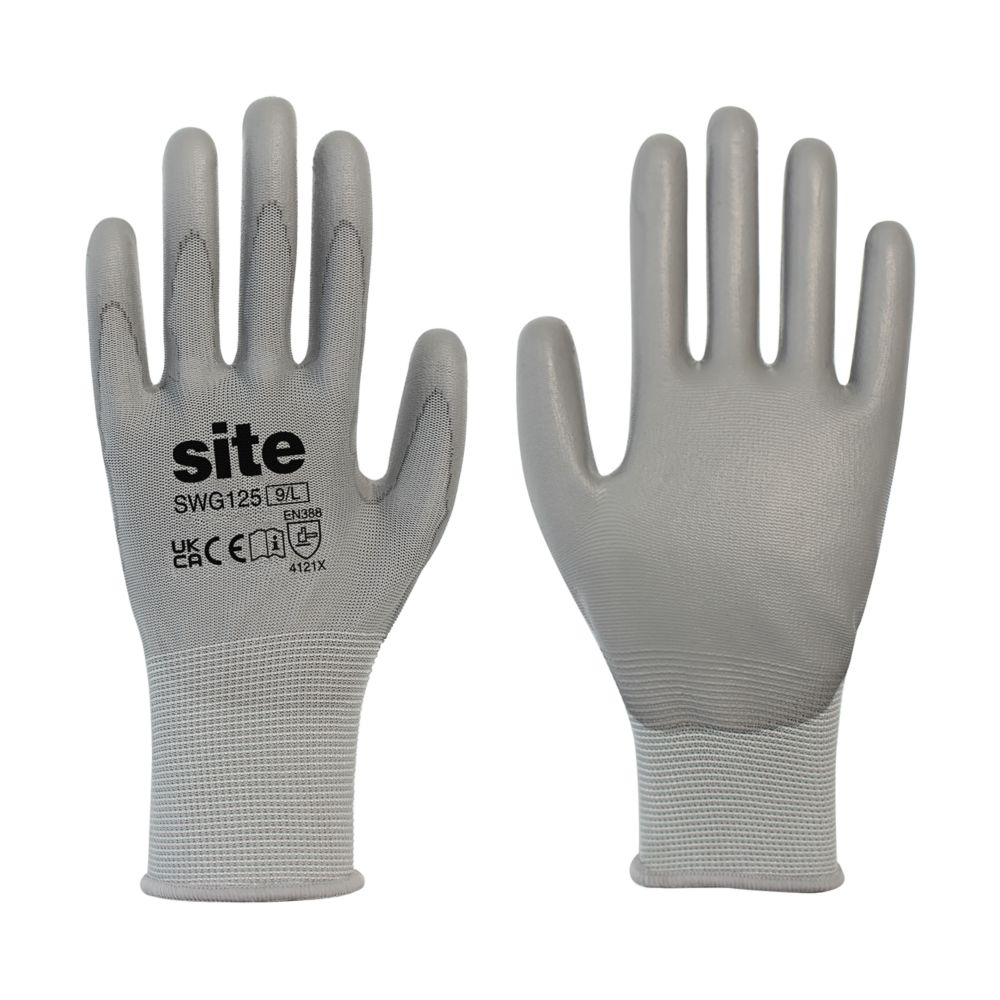 Site Gants de manutention tactiles en PU ST105 gris, taille L